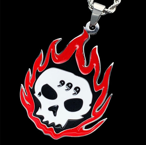 'Flaming 999 Skull' Necklace