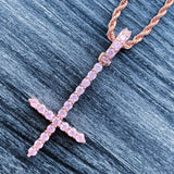 Pink Rose 'Cross' Necklace