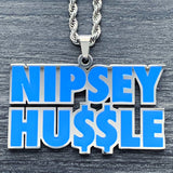 Blue 'NIPSEY HU$$LE' Necklace